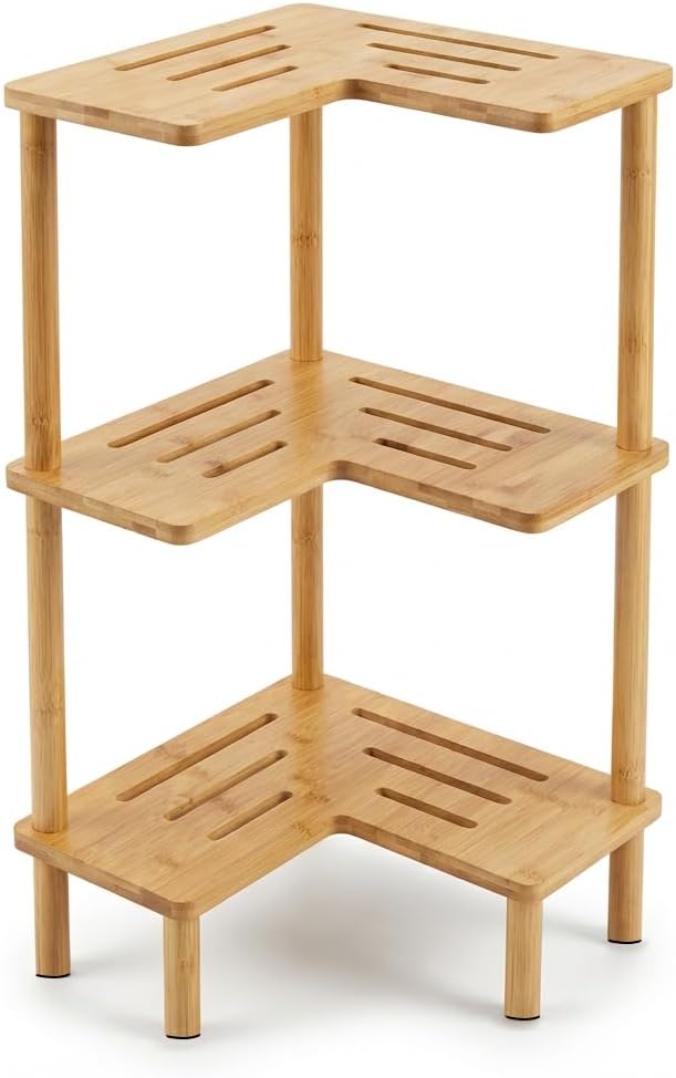3-Tier Bamboo Corner Shower Caddy Stand
