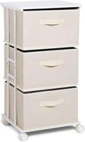 Houser Beige 3-Drawer Fabric Dresser Tower