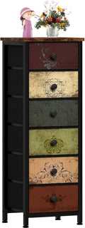 Pattern Fabric 6-Drawer Tall Dresser