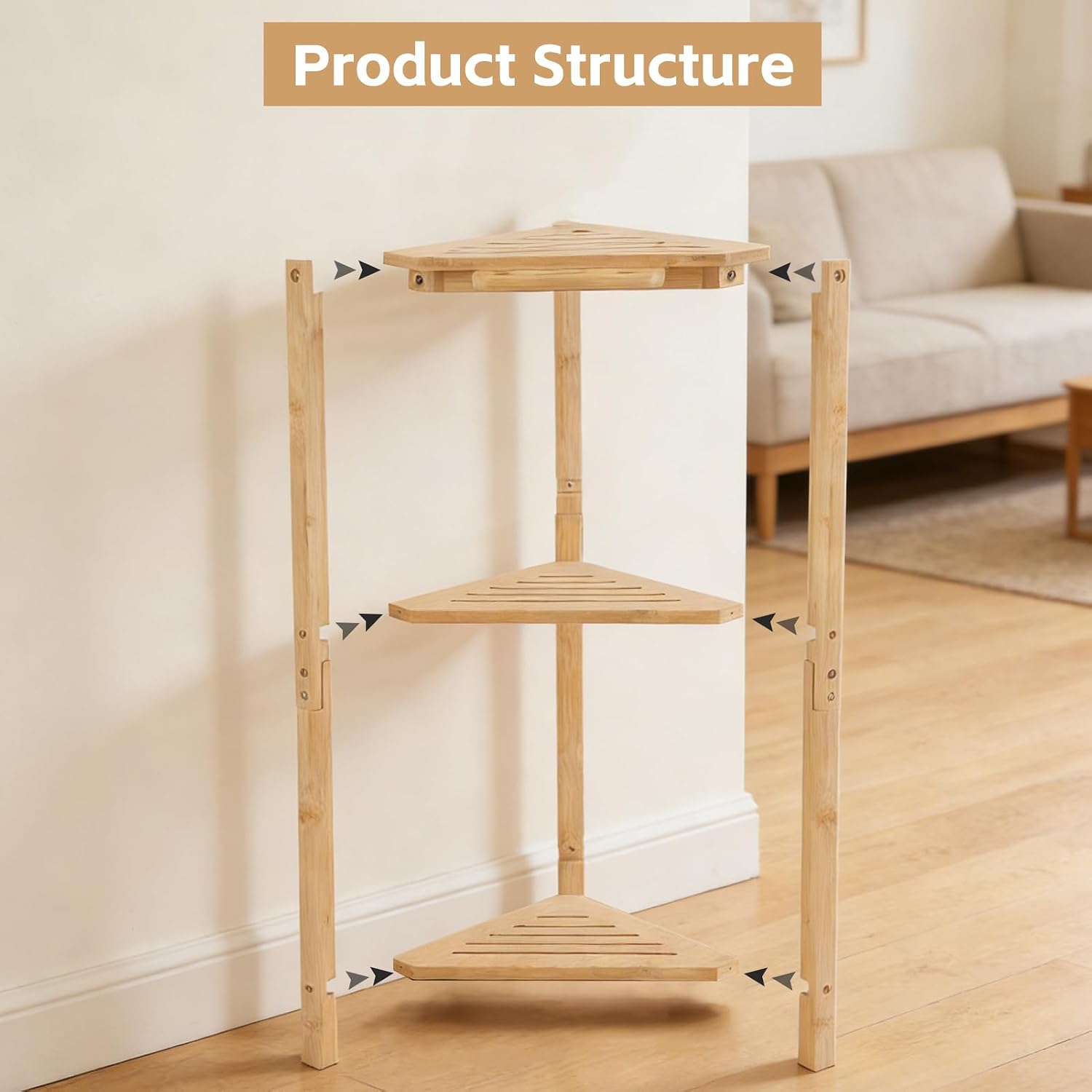 3-Tier Bamboo Corner Shower Stand