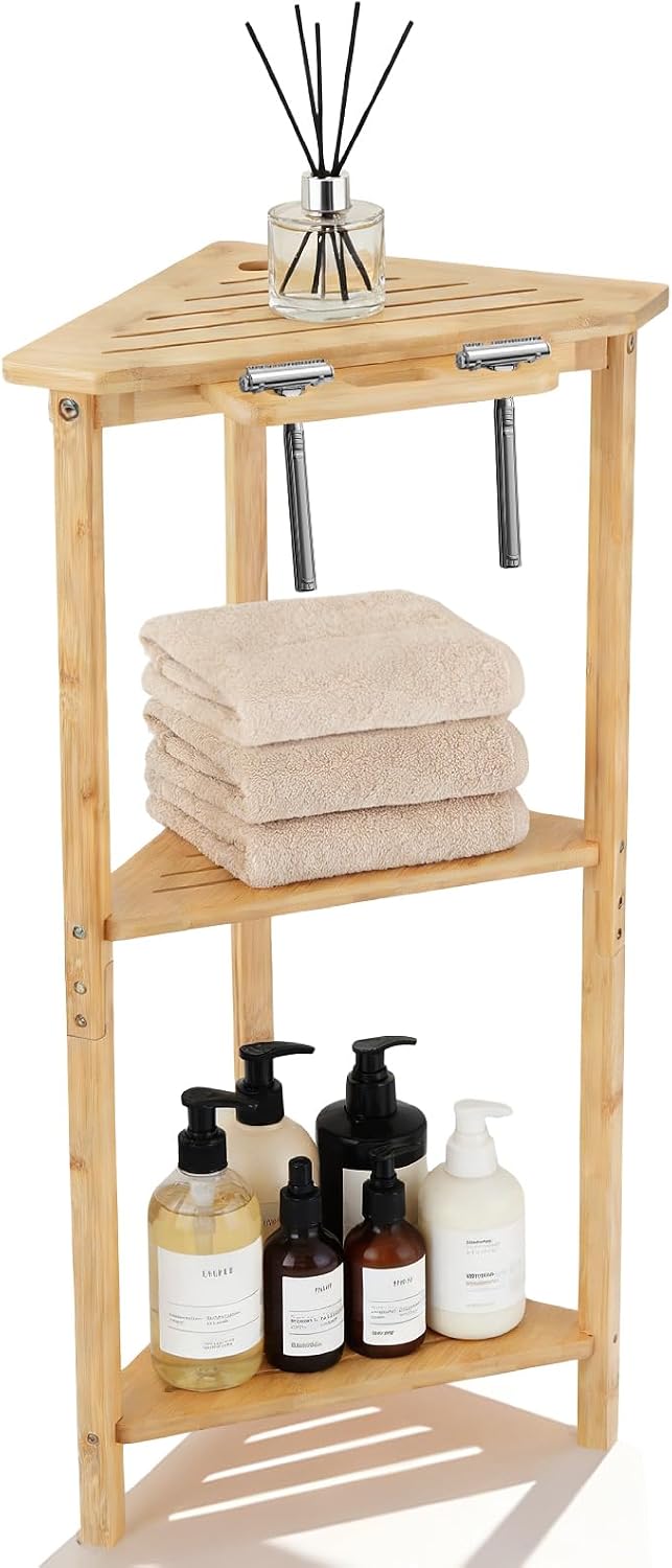 3-Tier Bamboo Corner Shower Stand