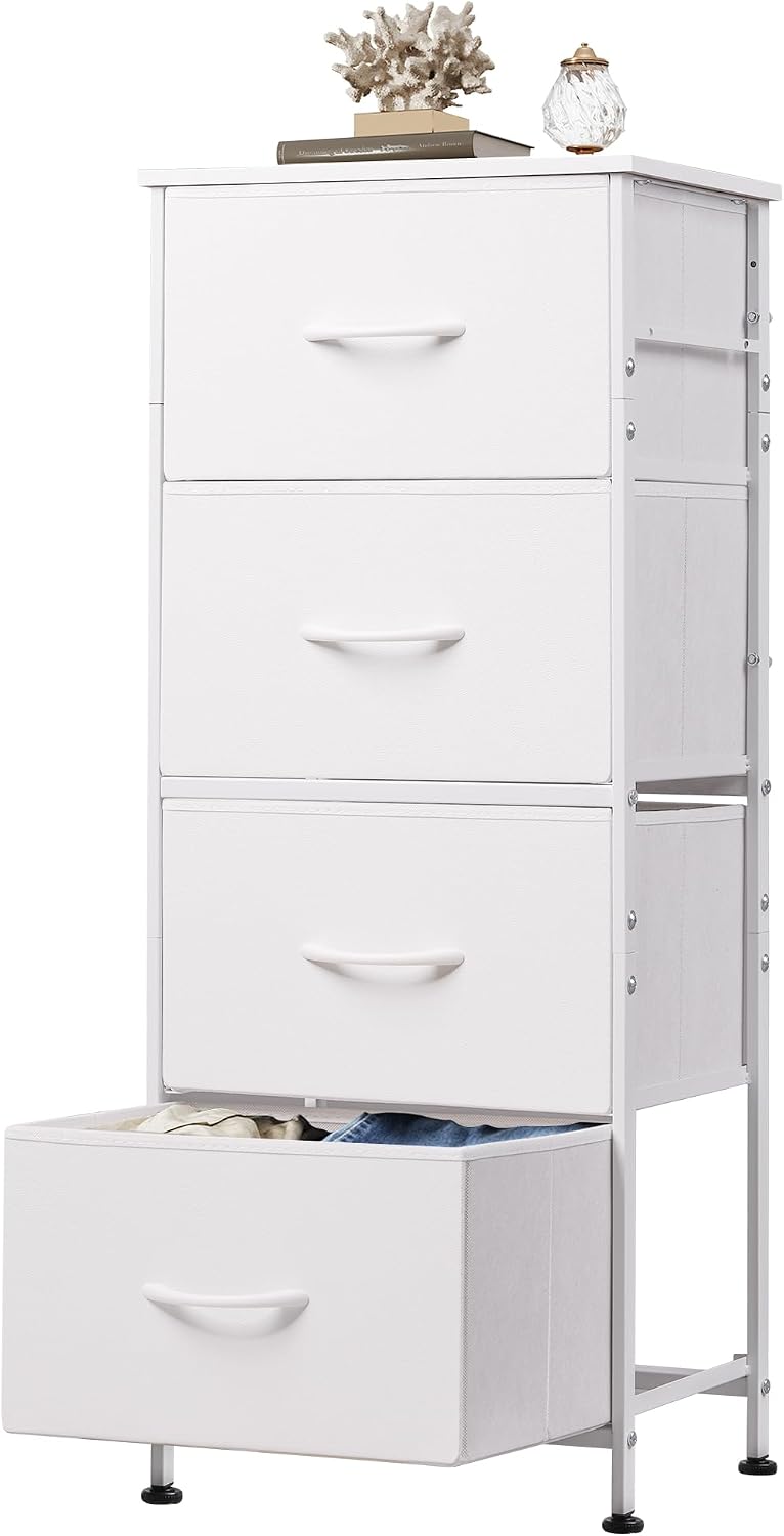 White 4-Drawer Fabric Dresser