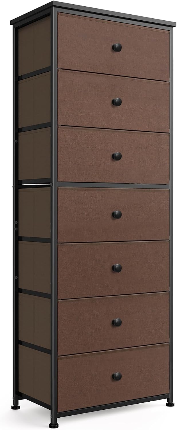 Mifuro Grey 7-Drawer Fabric Tall Dresser