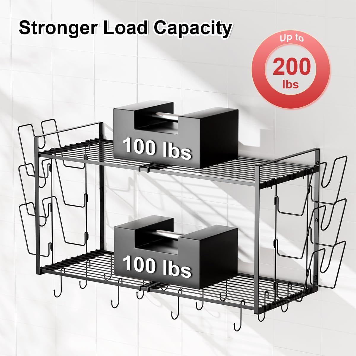31 Inch 2-Tier Expandable Wall Mount Pot Rack