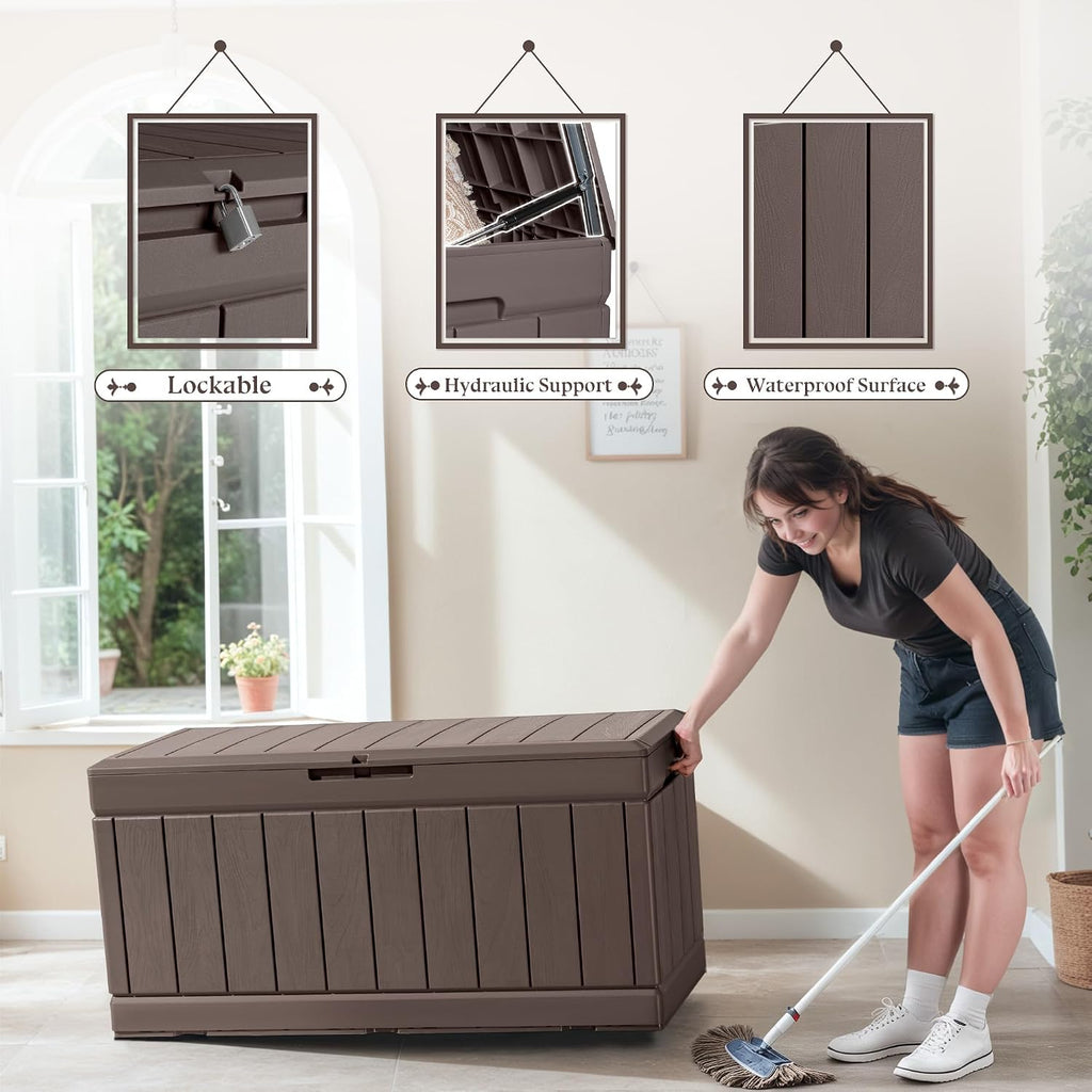 Brown Resin Storage Shoe Bench