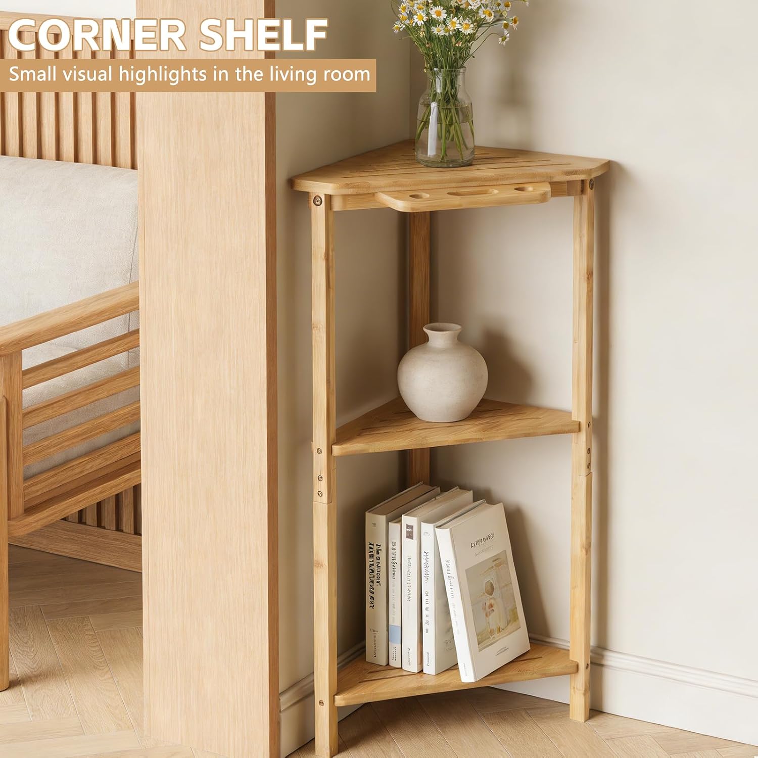 3-Tier Bamboo Corner Shower Stand