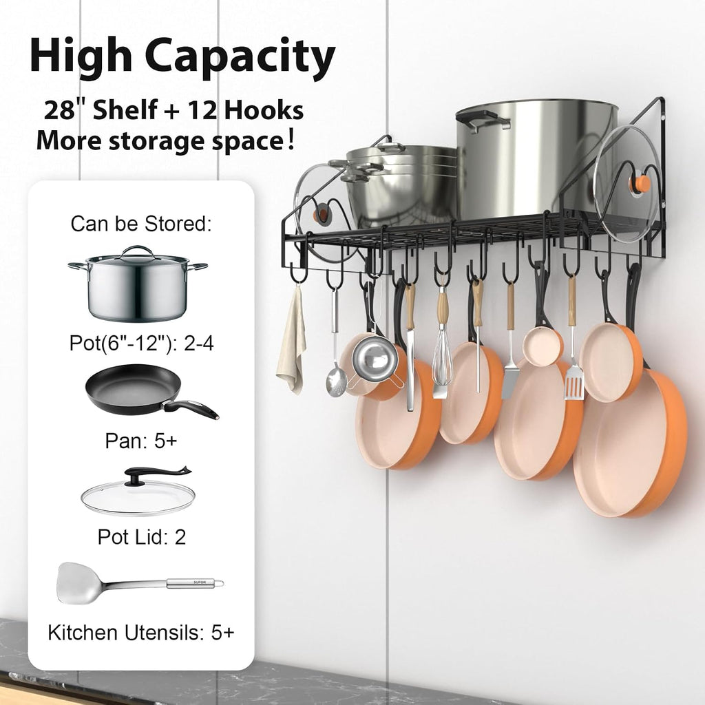 VyGrow 28 Inch Wall Mount Pot Rack