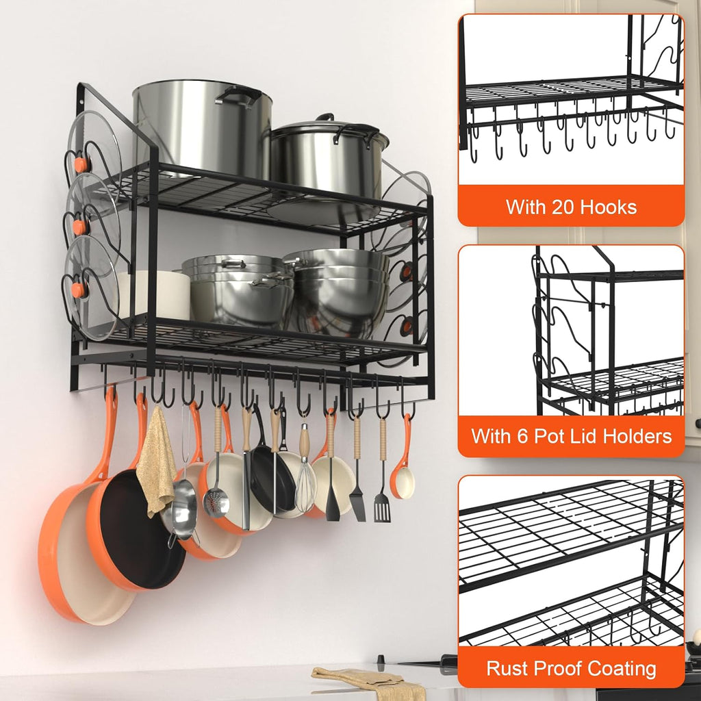 28" 2-Tier Wall Mount Pot Rack