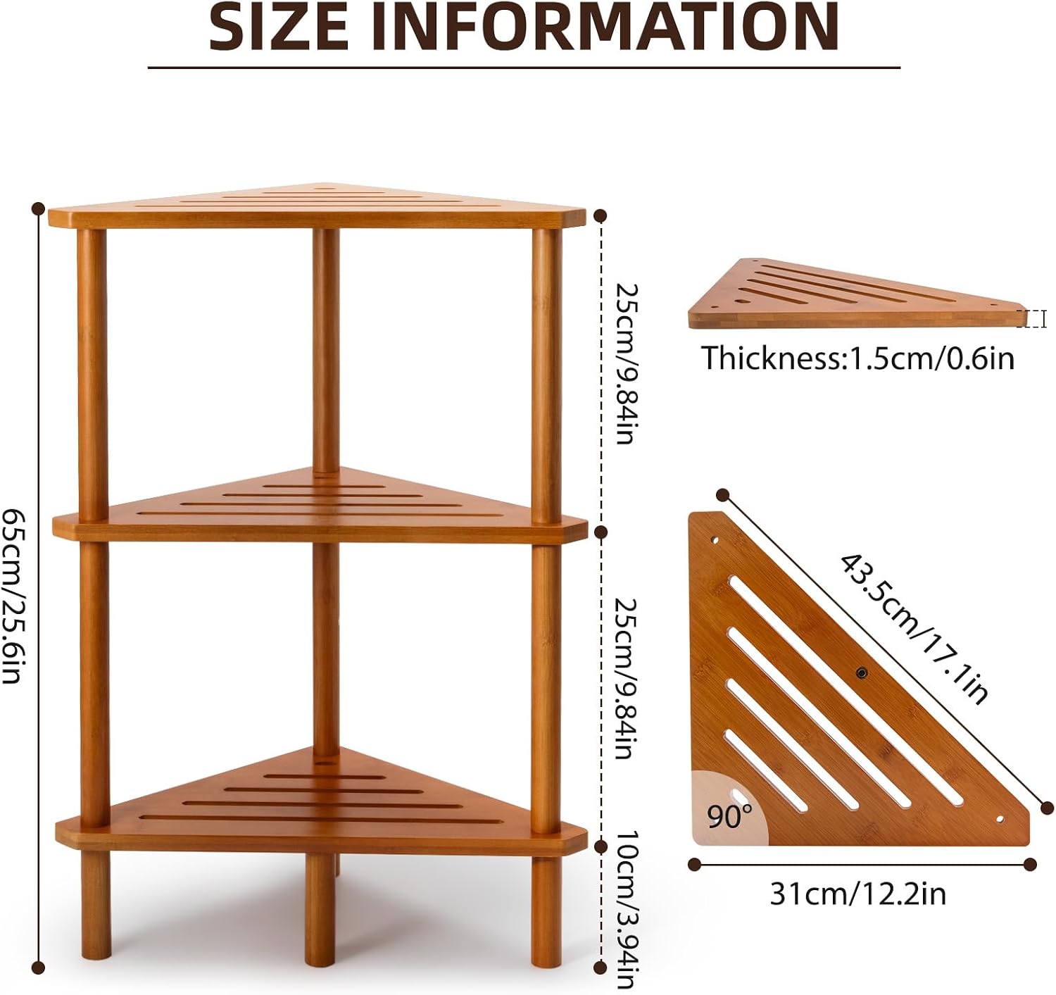 Yoshiky 3-Tier Bamboo Corner Shower Caddy