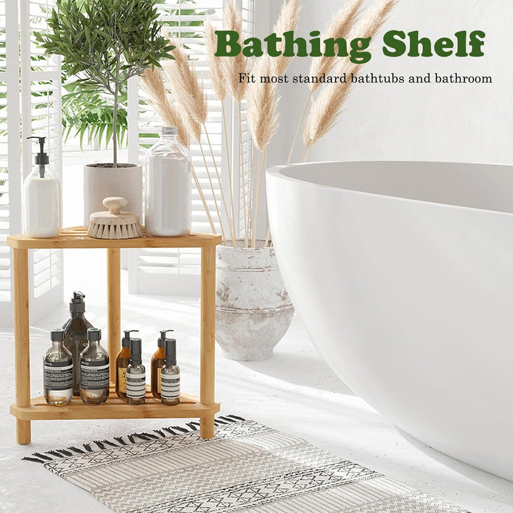2-Tier Bamboo Corner Shower Stool