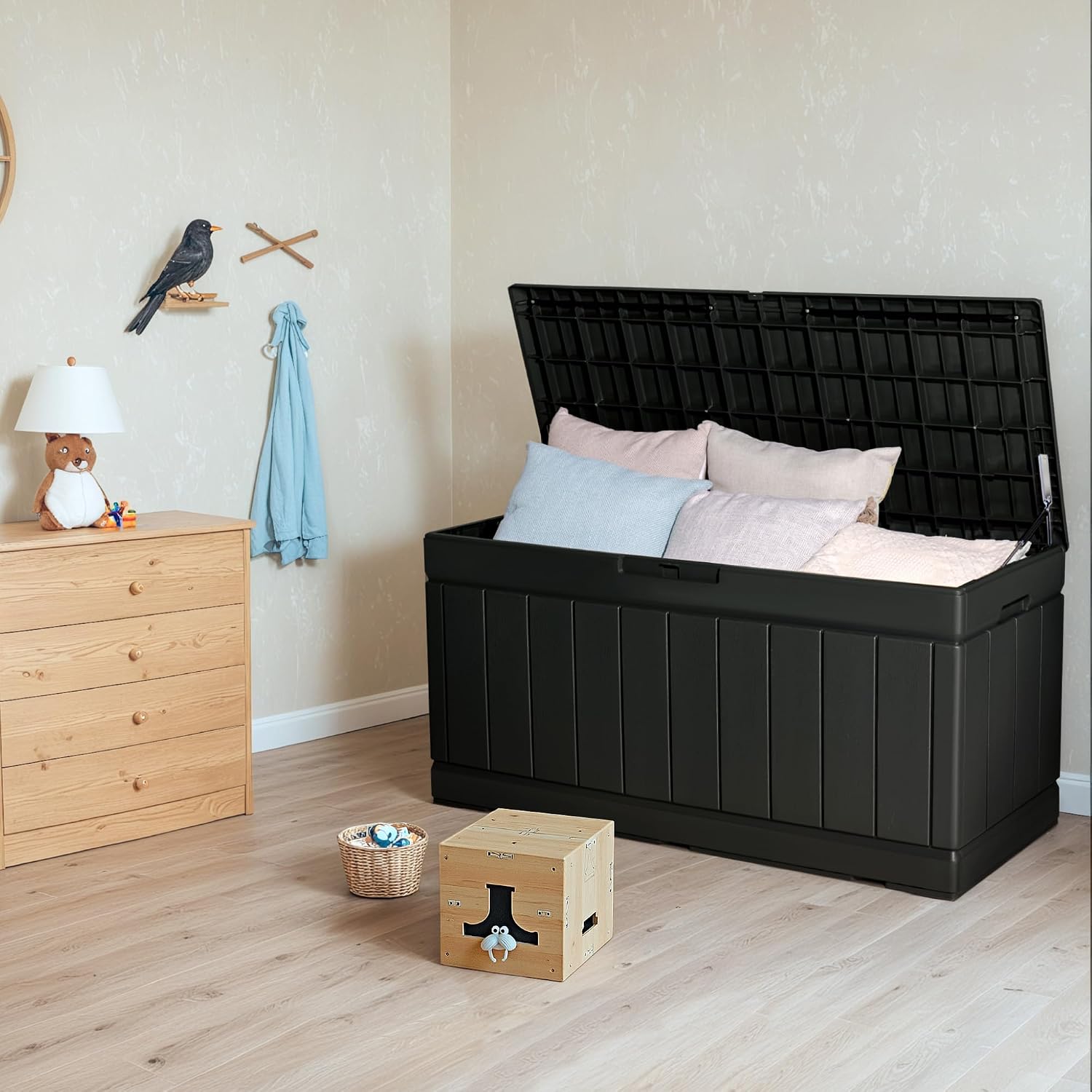 Black Resin Storage Shoe Bench