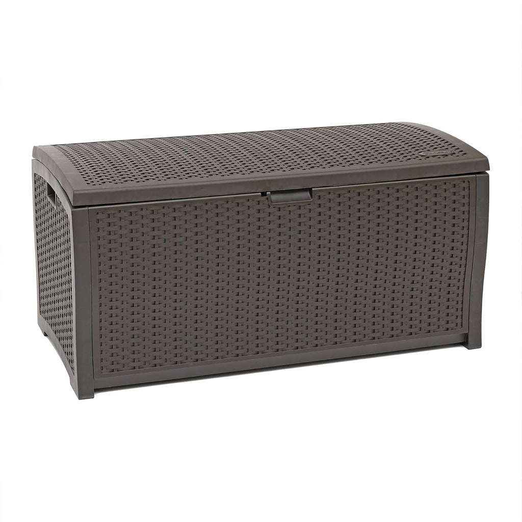 Suncast Mocha 99 Gallon Wicker Resin Deck Box