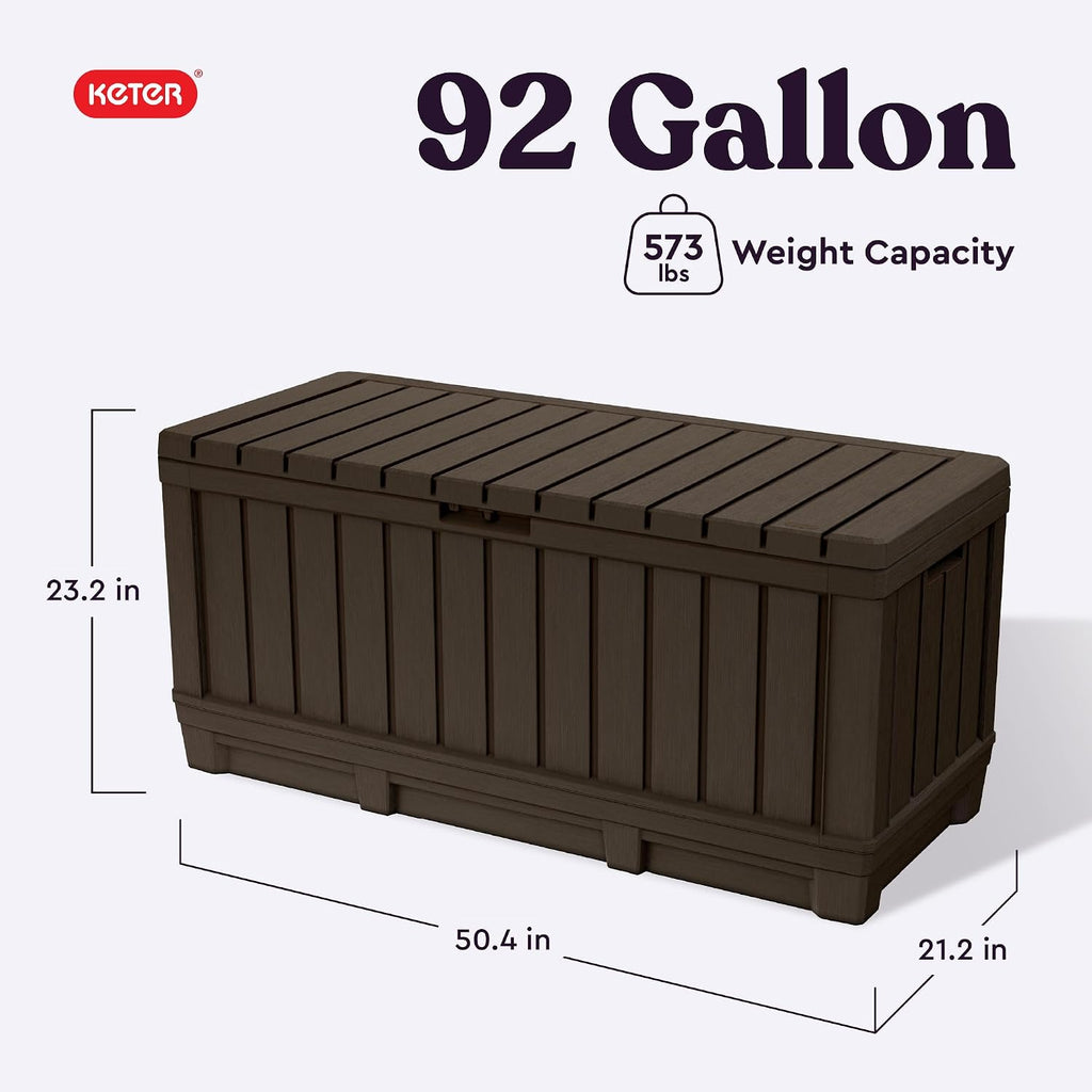 Keter Kentwood Brown 92 Gallon Resin Deck Box