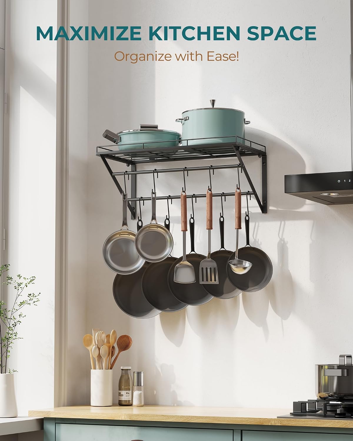 Black 23" Wall Mount Pot Rack