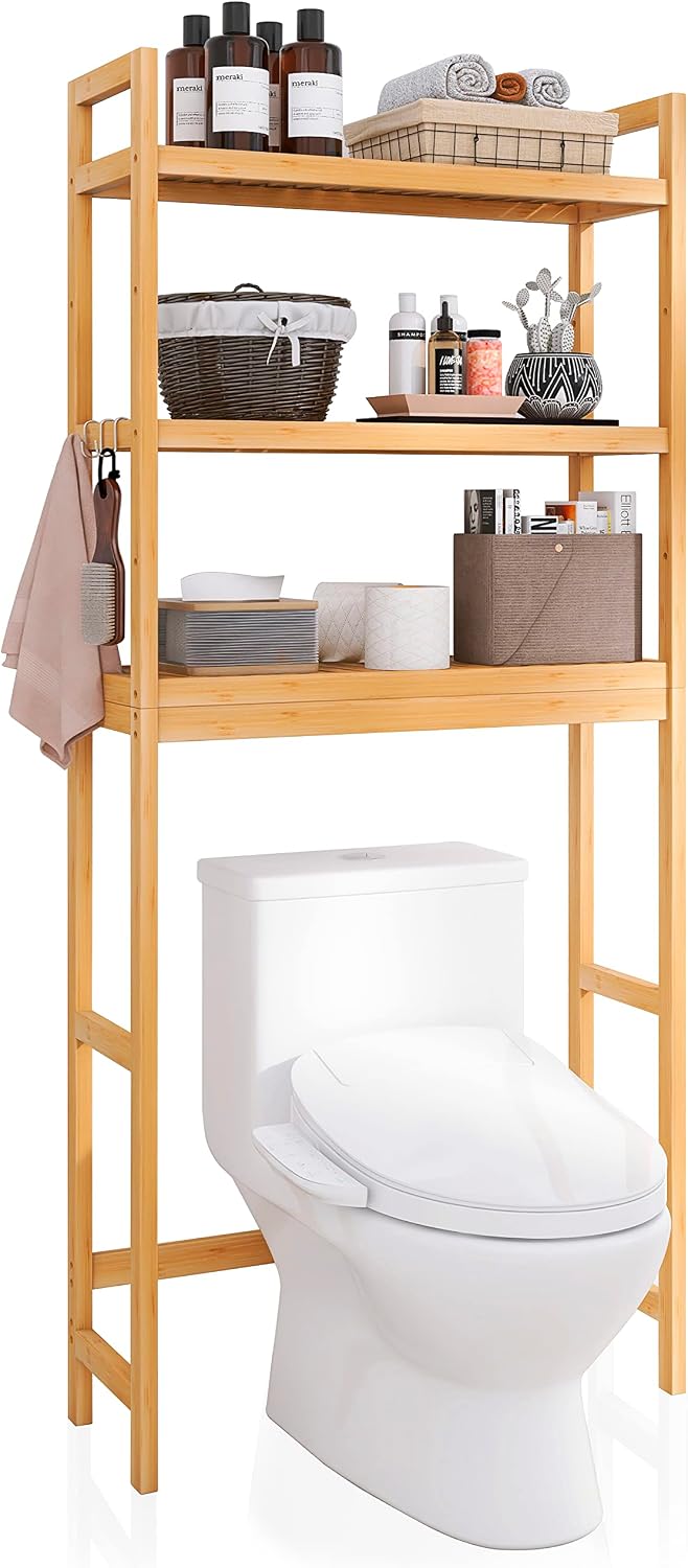 Natural Bamboo Over Toilet Storage Rack