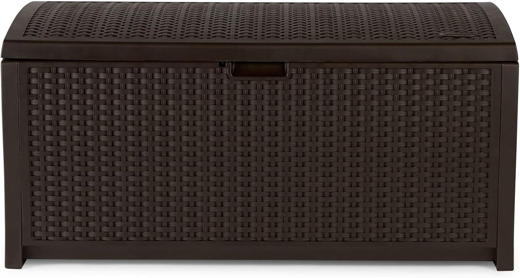 Suncast Mocha 73 Gallon Wicker Resin Deck Box