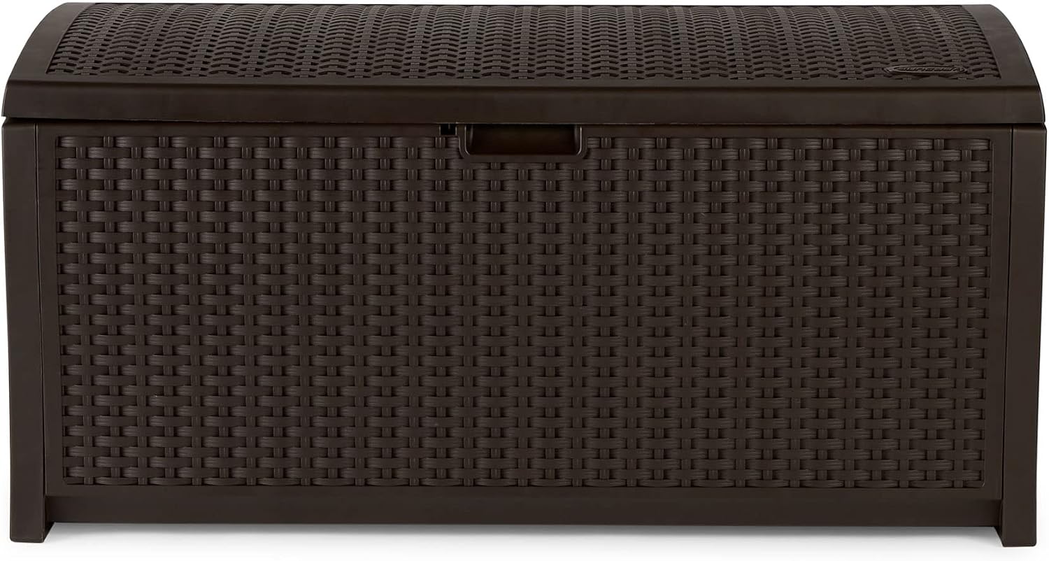 Suncast Mocha 73 Gallon Wicker Resin Deck Box
