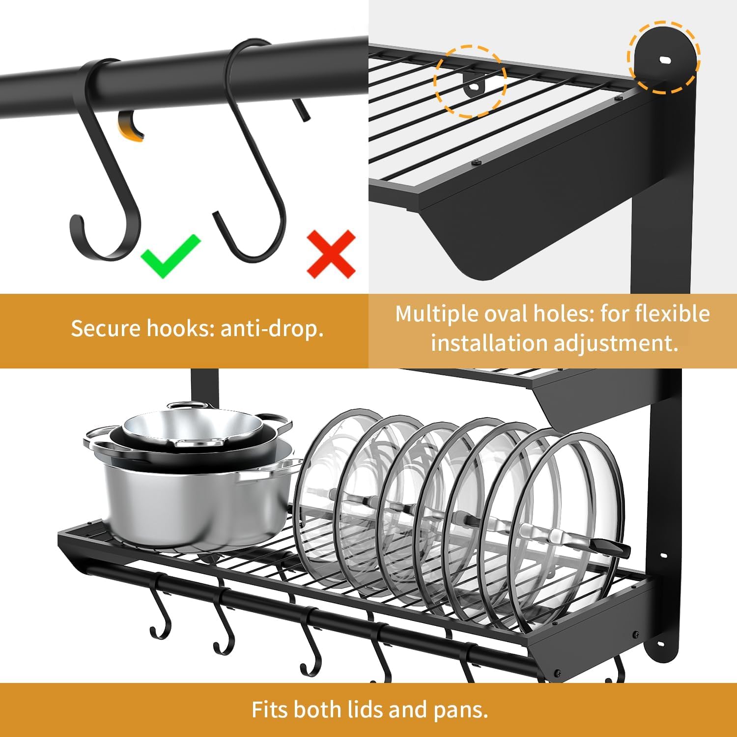 30 Inch 2-Tier Wall Mount Pot Rack