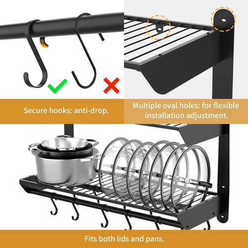 30 Inch 2-Tier Wall Mount Pot Rack