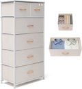Beige 6-Drawer Skinny Fabric Dresser