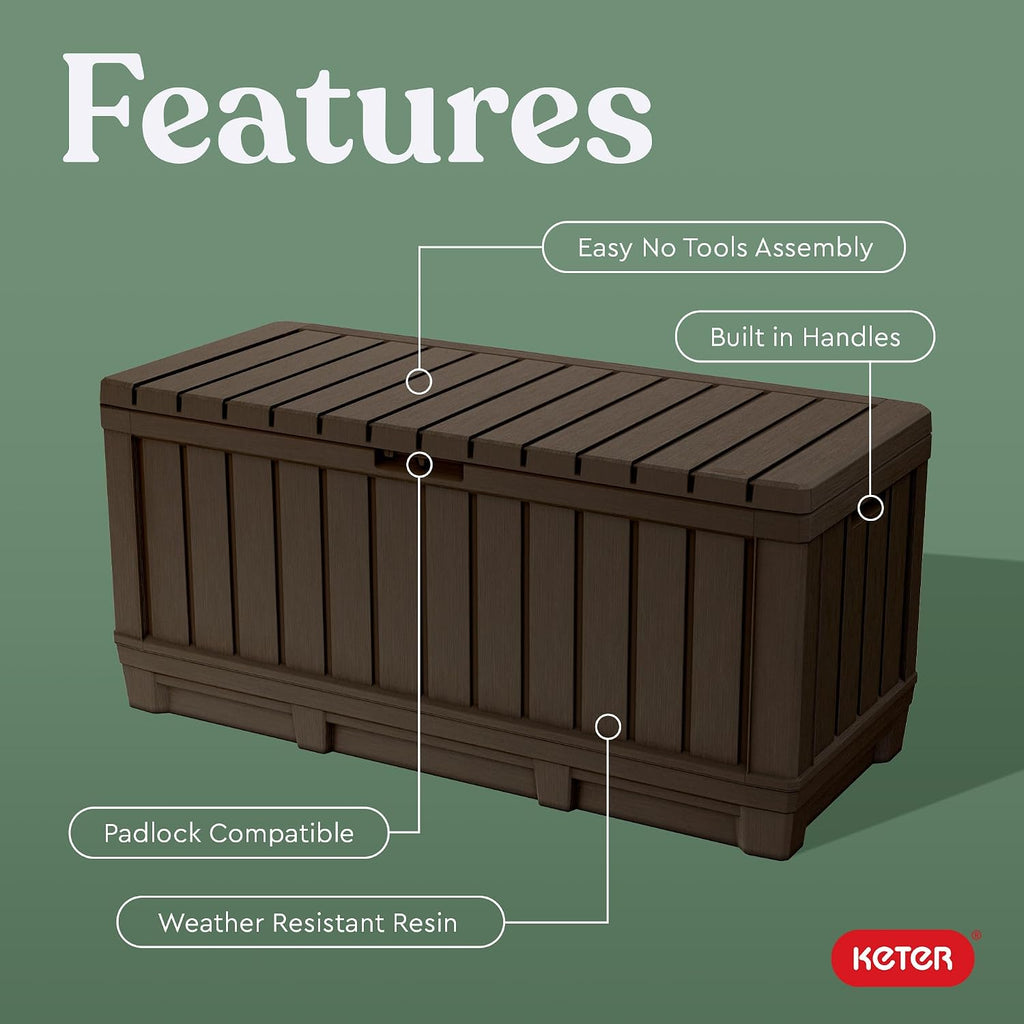 Keter Kentwood Brown 92 Gallon Resin Deck Box