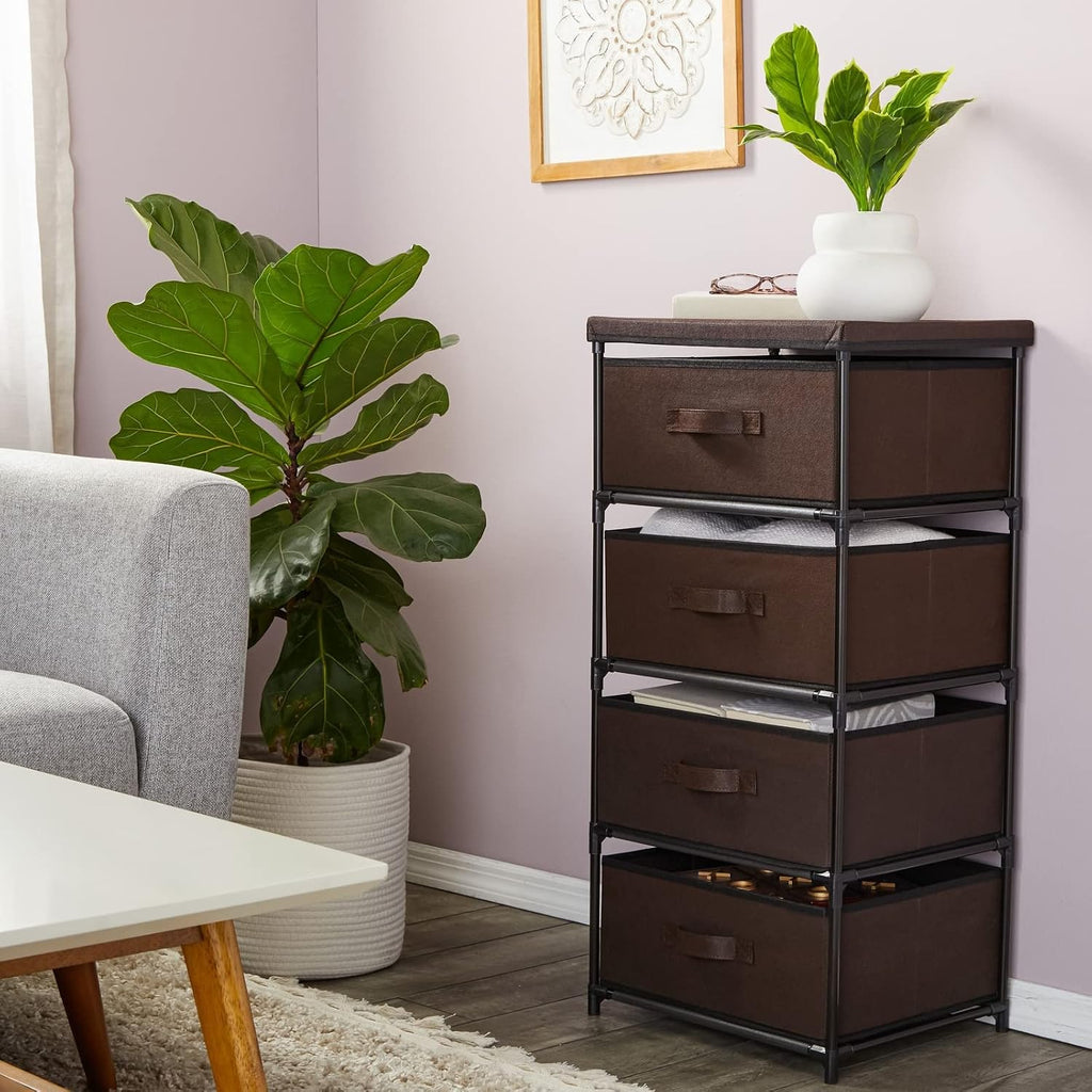 Juvale Dark Brown 4-Tier Fabric Storage Tower