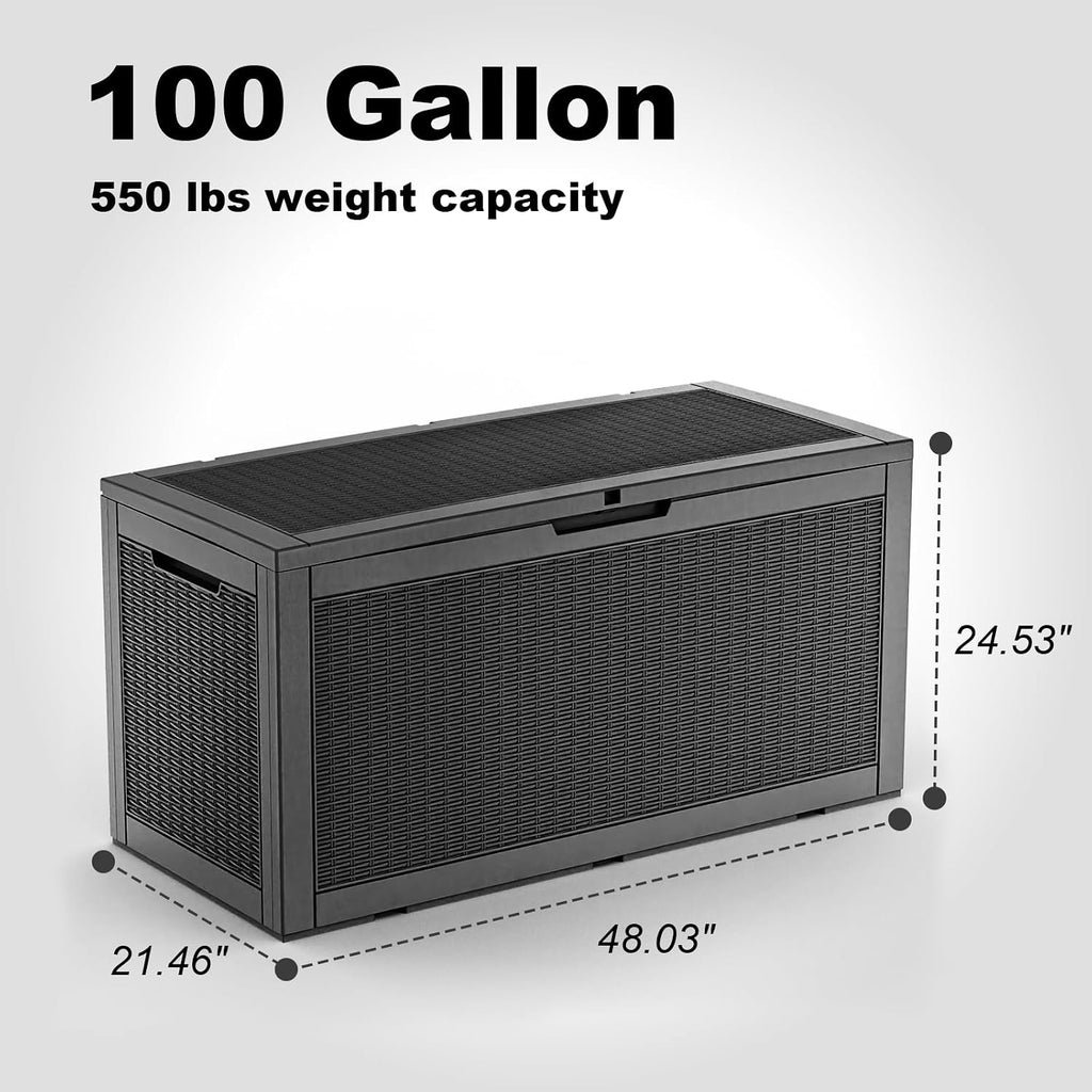 PatioZen Black 100 Gallon Resin Deck Box