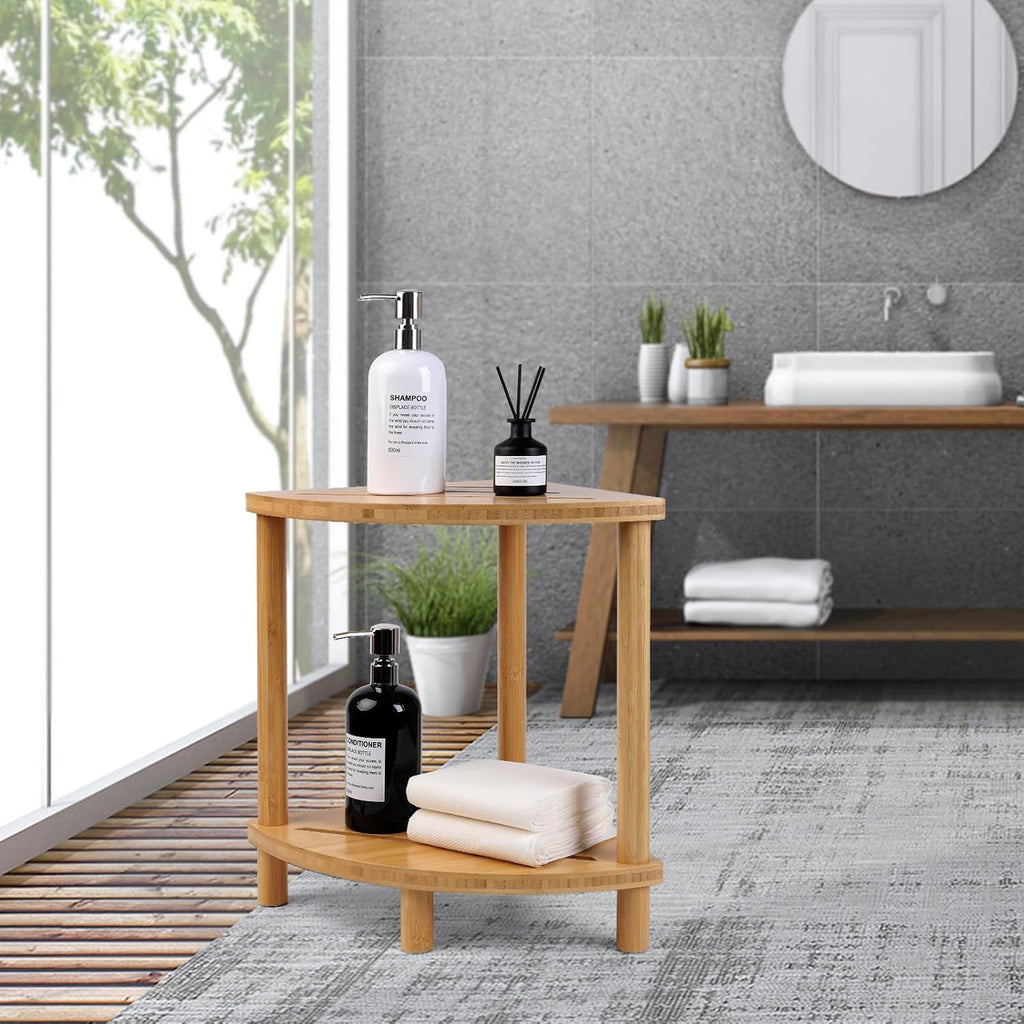 2-Tier Bamboo Corner Shower Stool