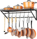Black 31" 2-Tier Wall Mount Pot Rack