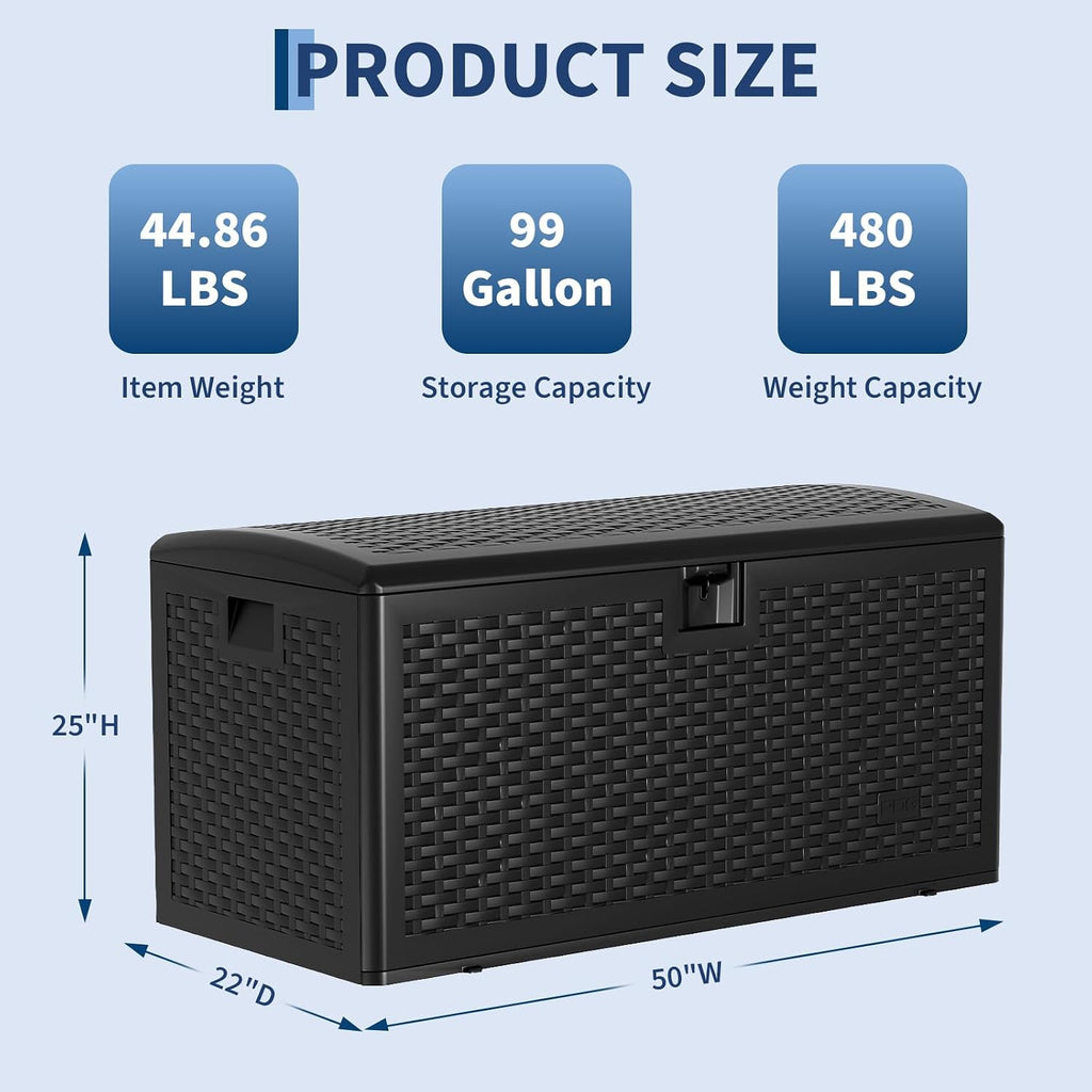 Garvee Black 99 Gallon Resin Deck Box