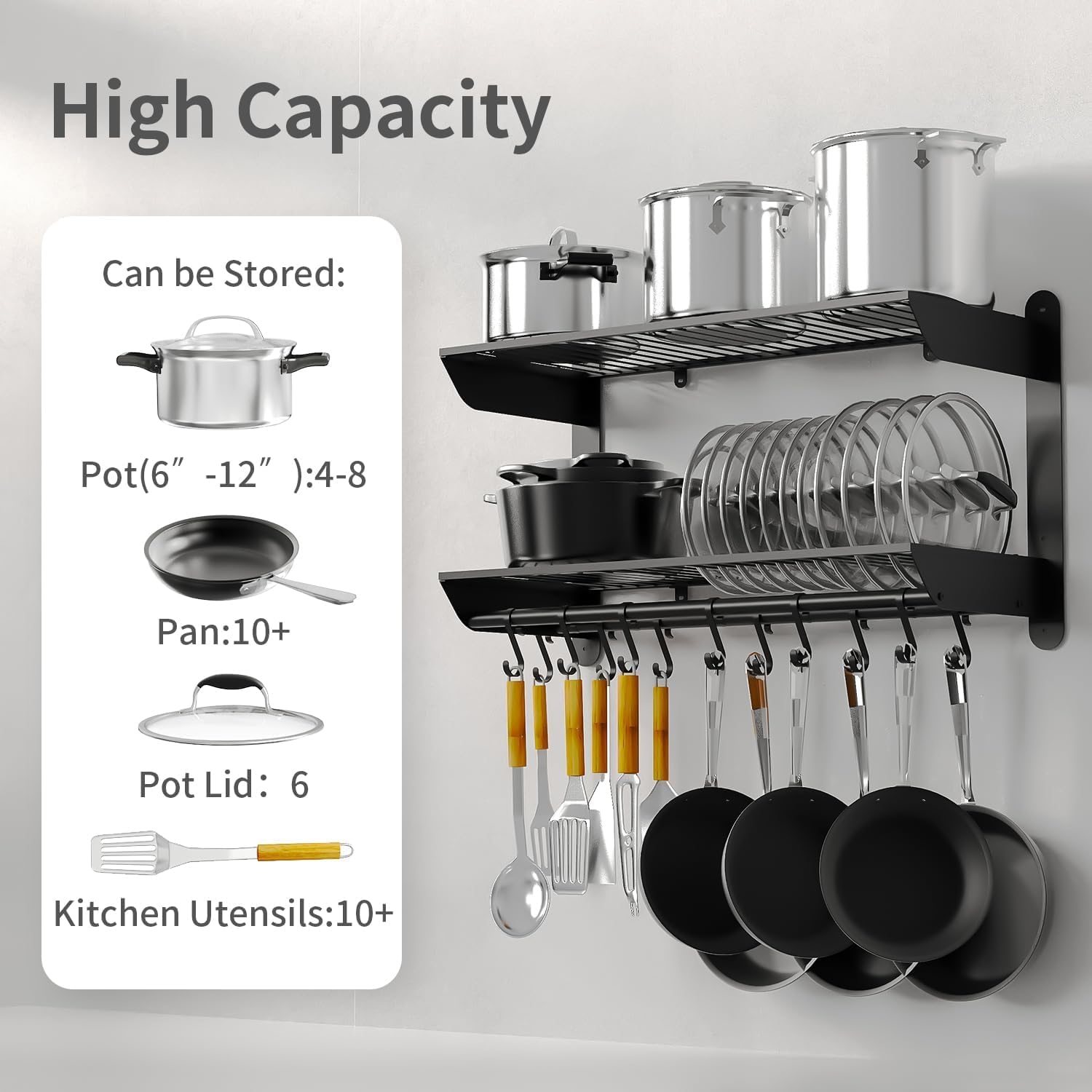 30 Inch 2-Tier Wall Mount Pot Rack
