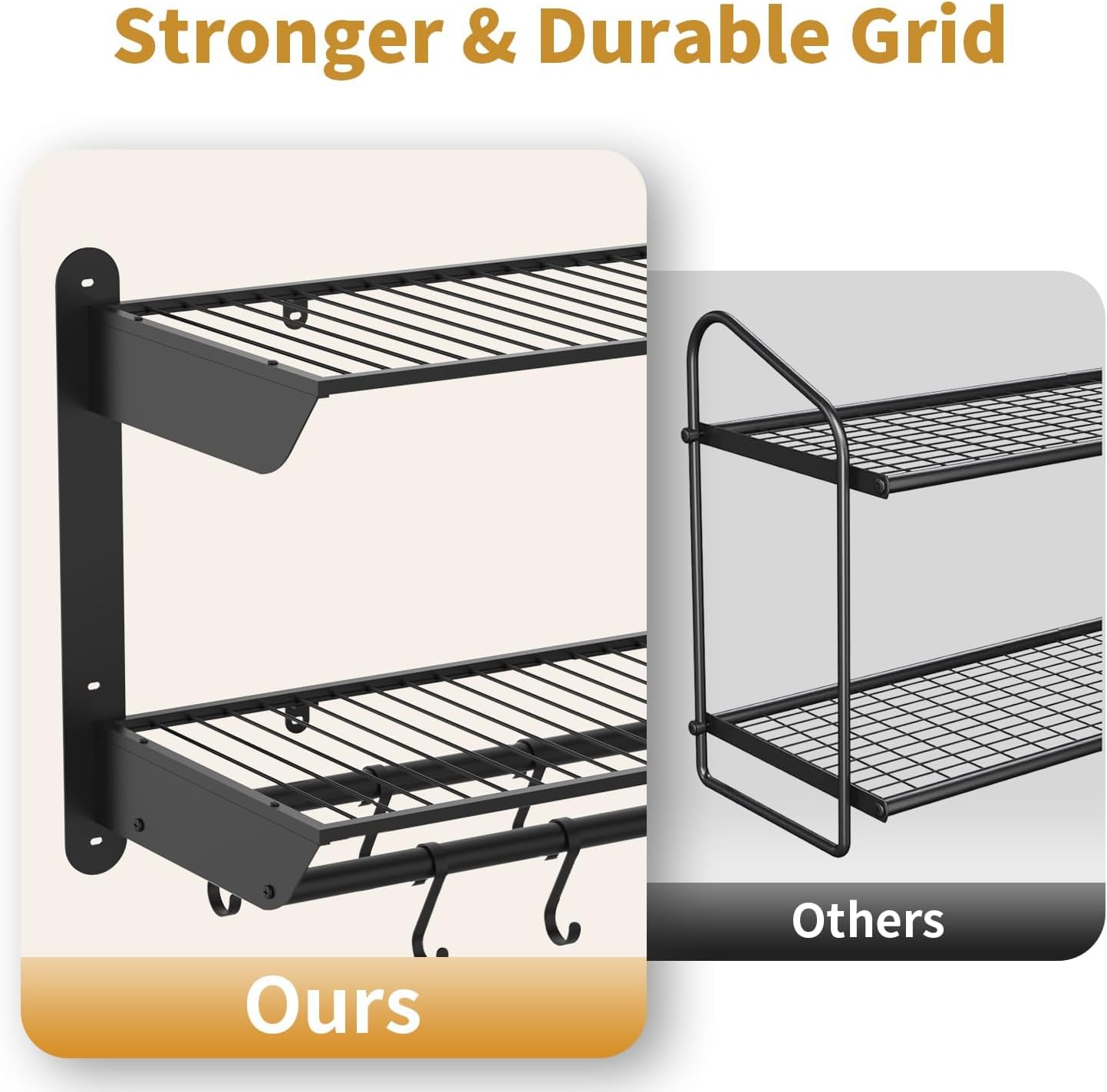 30 Inch 2-Tier Wall Mount Pot Rack