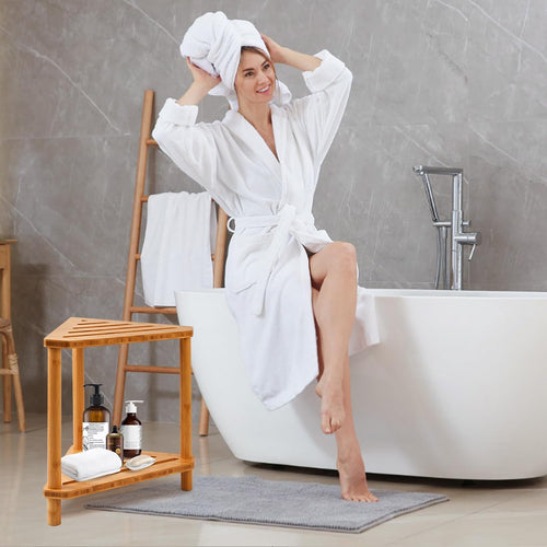 2-Tier Bamboo Corner Shower Stool