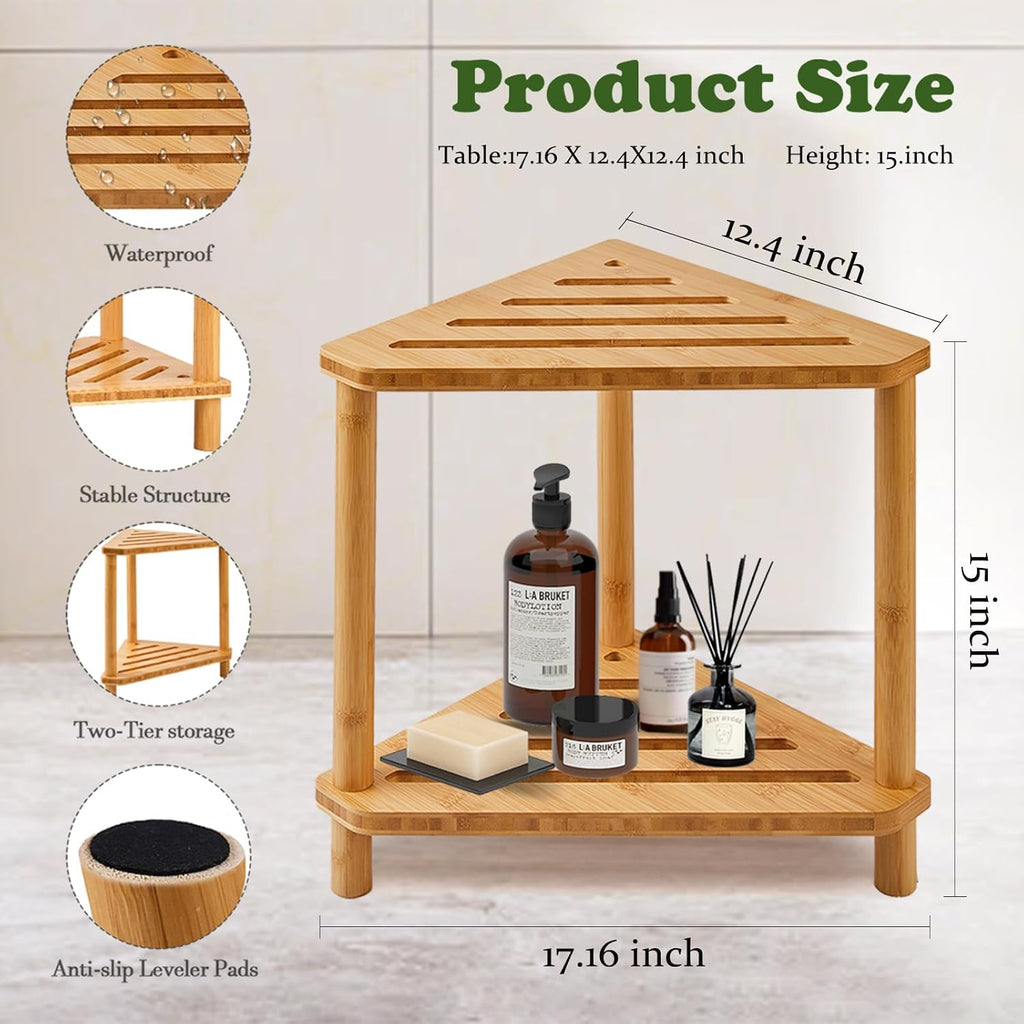 2-Tier Bamboo Corner Shower Stool