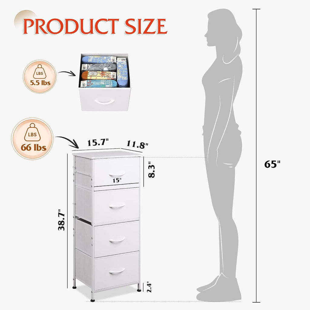 White 4-Drawer Fabric Dresser
