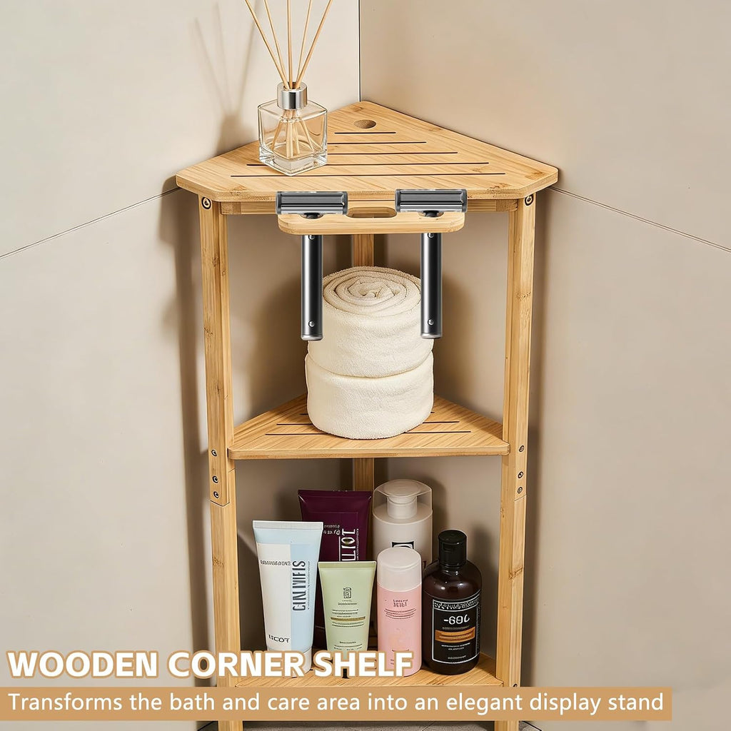 3-Tier Bamboo Corner Shower Stand