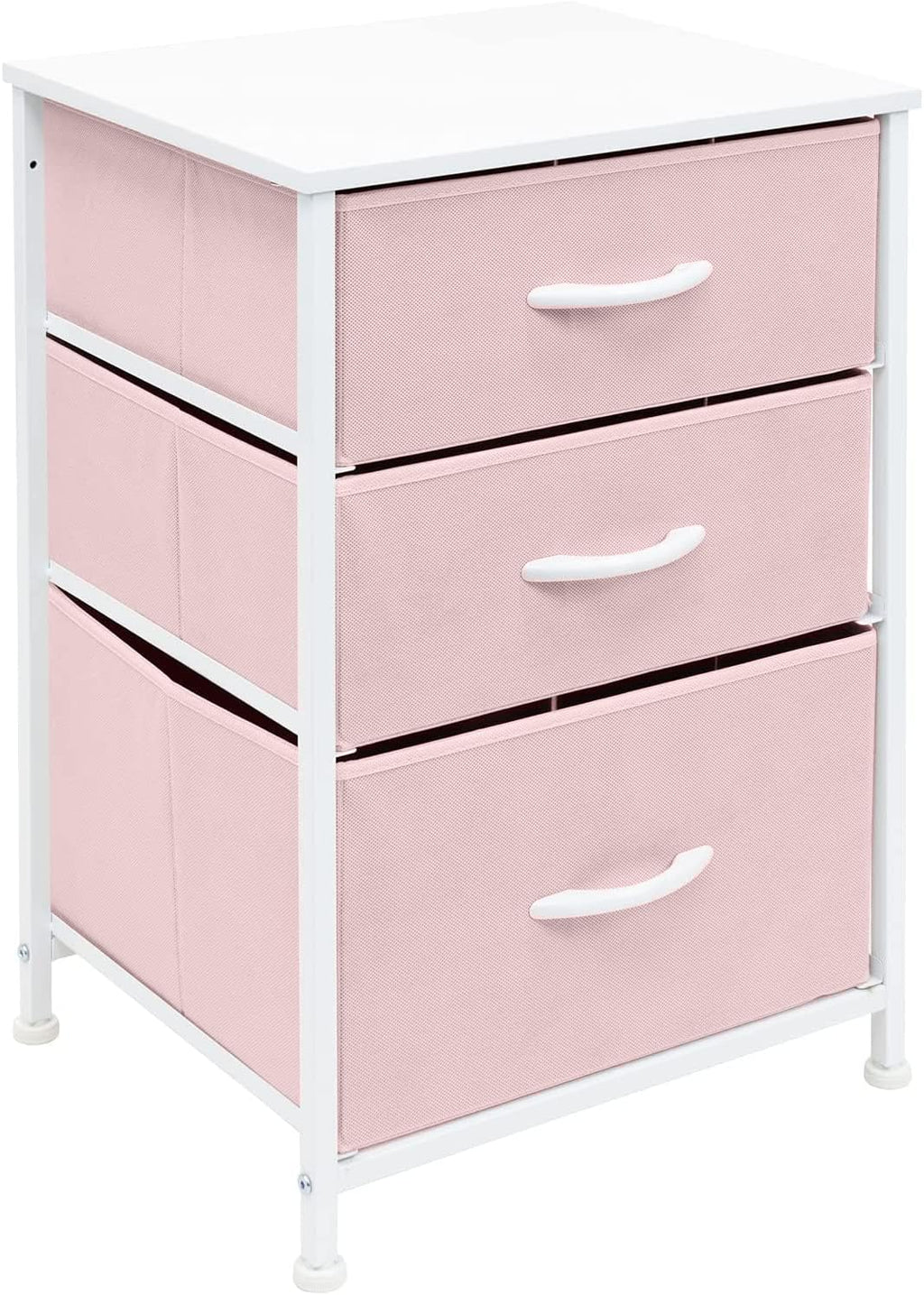 Sorbus Pink 3-Drawer Fabric Nightstand