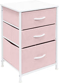 Sorbus Pink 3-Drawer Fabric Nightstand