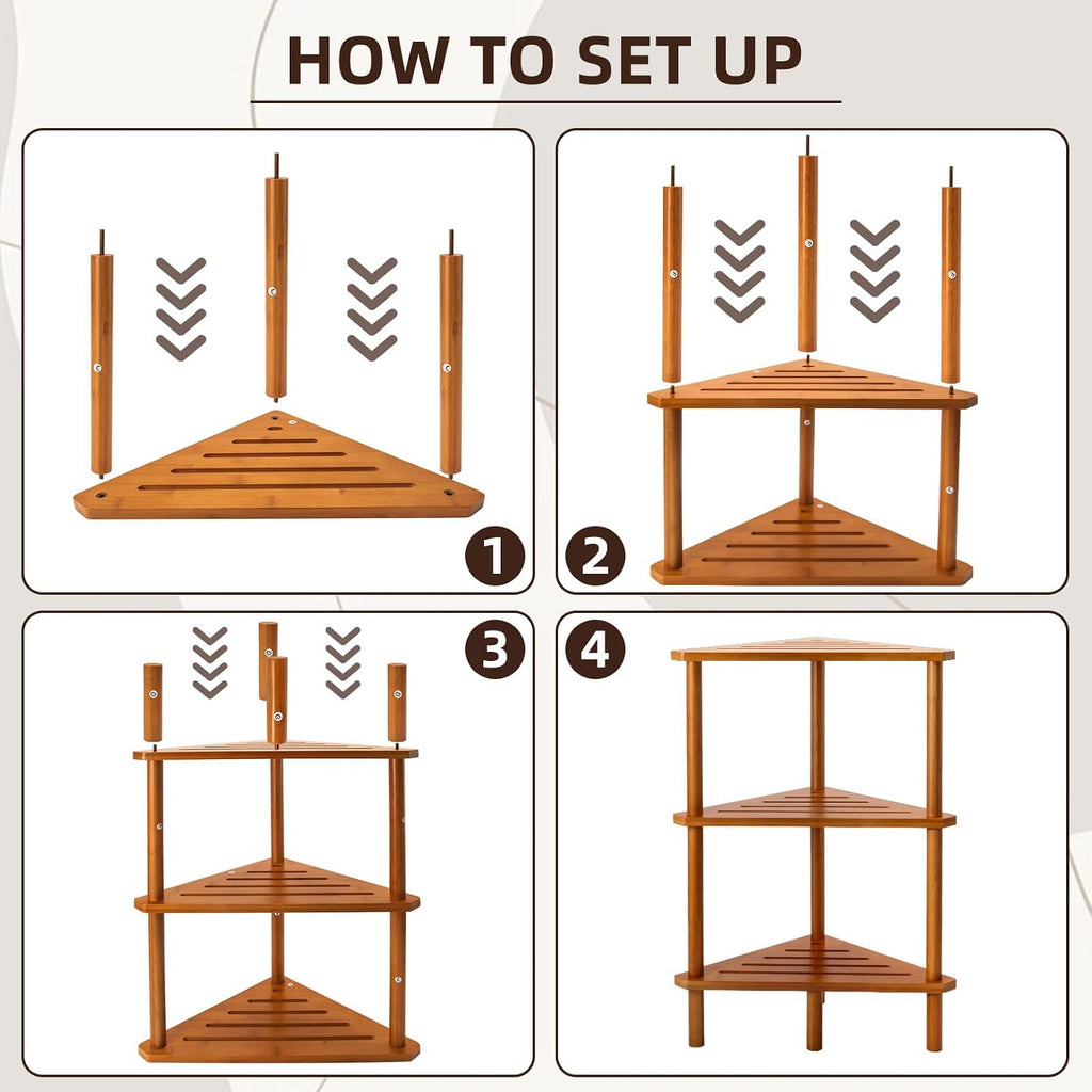Yoshiky 3-Tier Bamboo Corner Shower Caddy