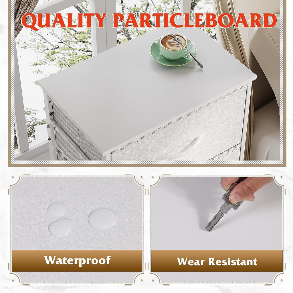 White 4-Drawer Fabric Dresser