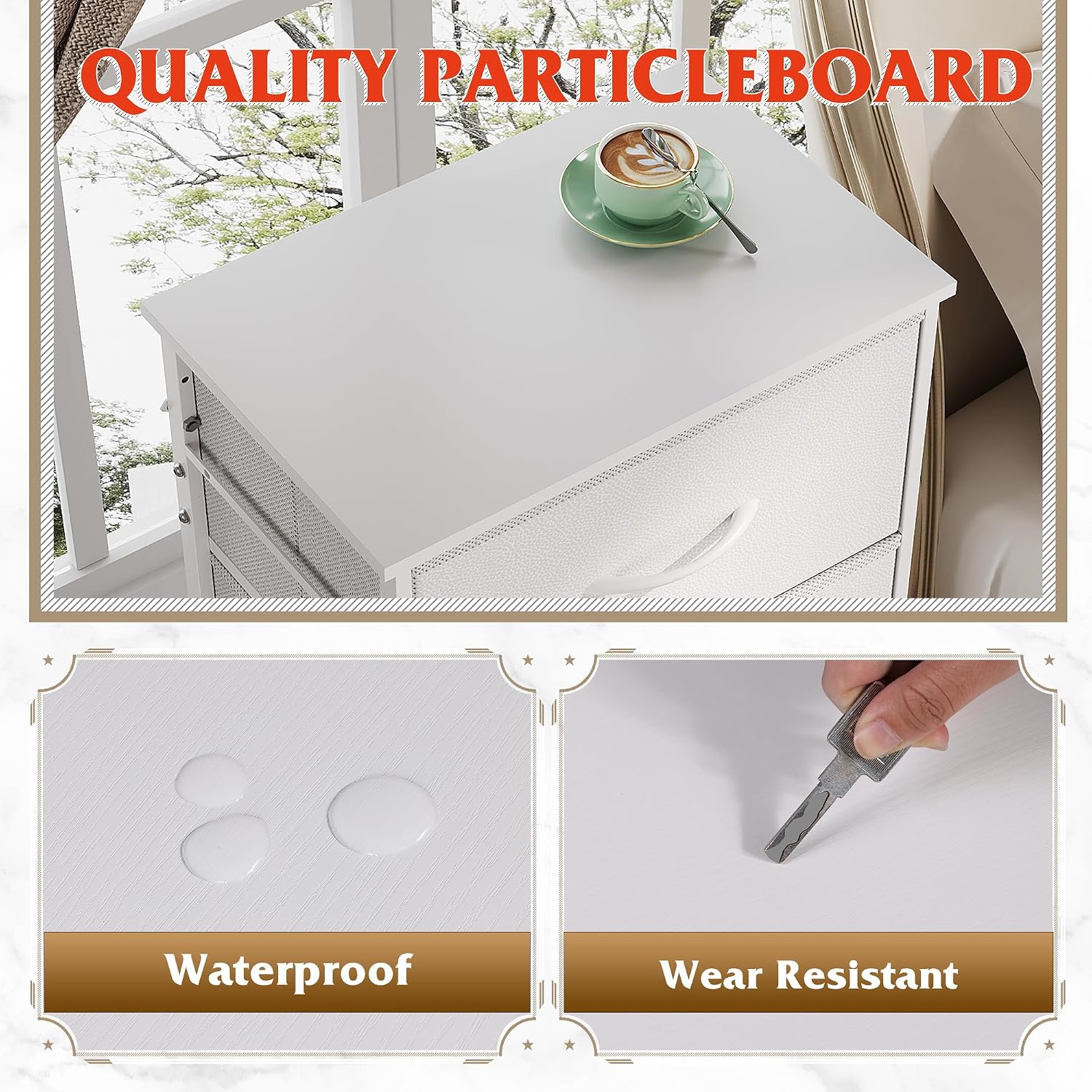 White 4-Drawer Fabric Dresser