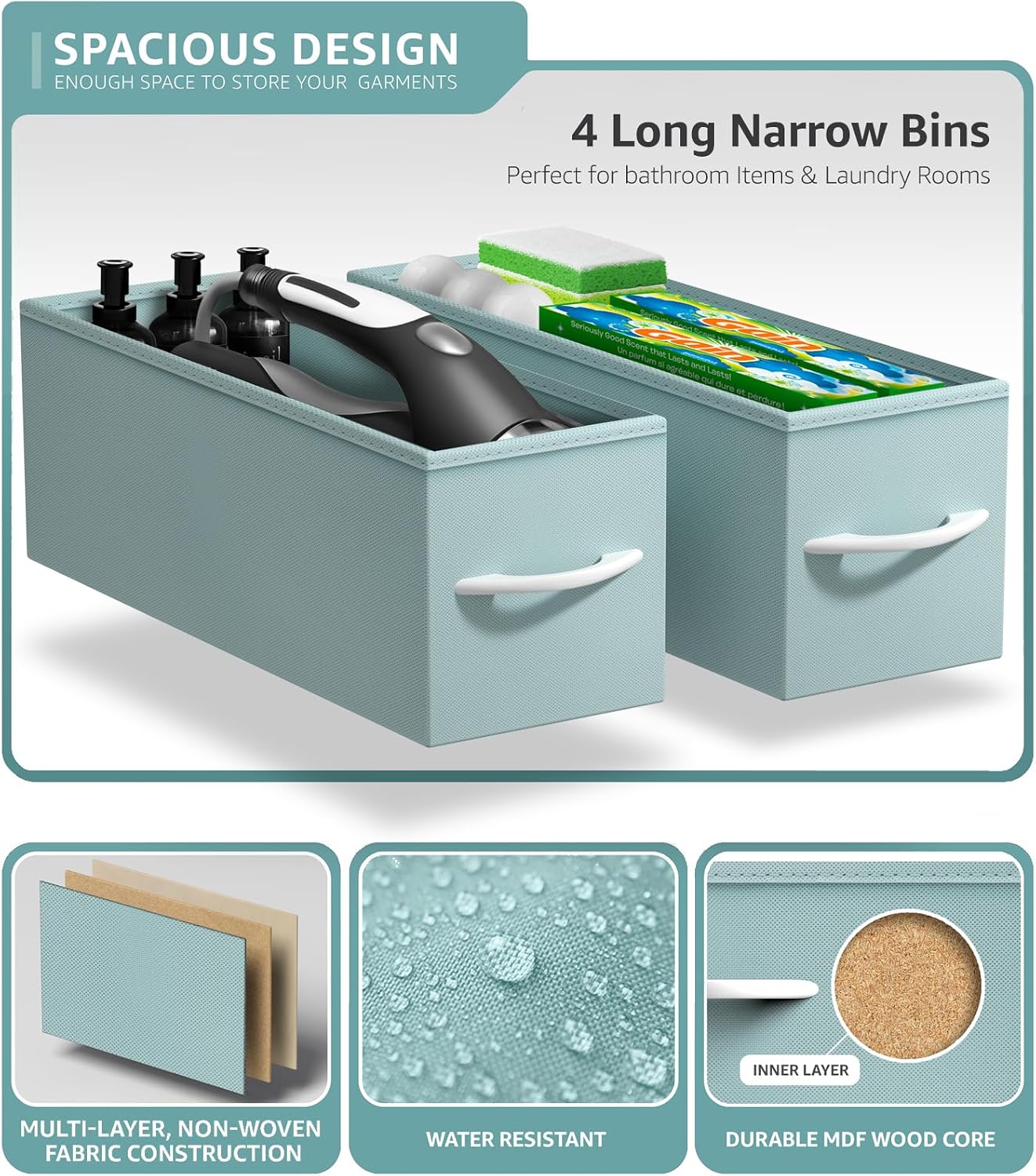 Sorbus 4-Drawer Narrow Kids Fabric Dresser