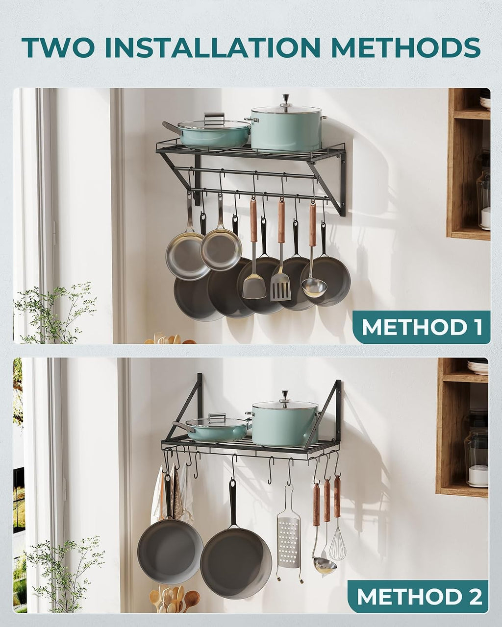 Black 23" Wall Mount Pot Rack