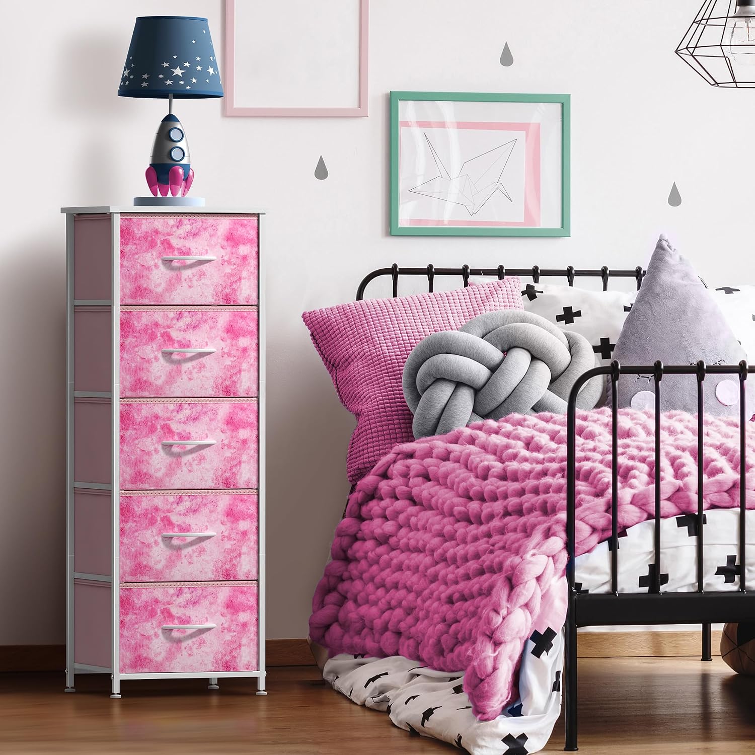 Sorbus Tie-dye Pink 5-Drawer Kids Dresser
