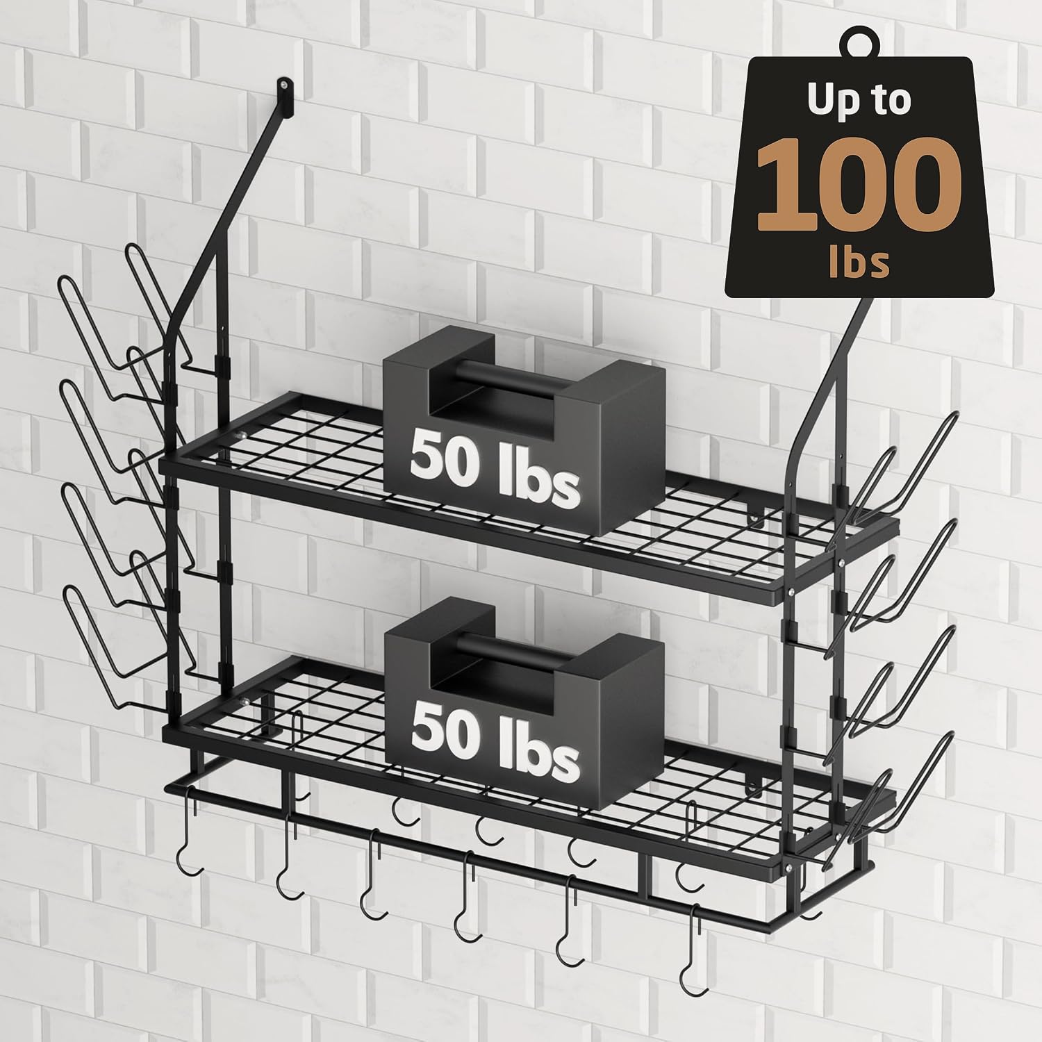 30" 2-Tier Wall Mount Pot Rack
