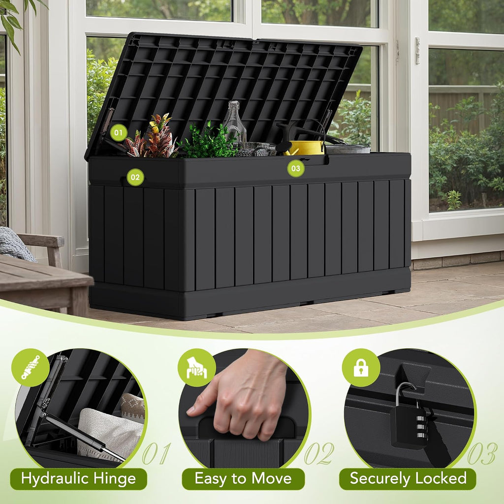 Devoko Black 78 Gallon Resin Deck Box