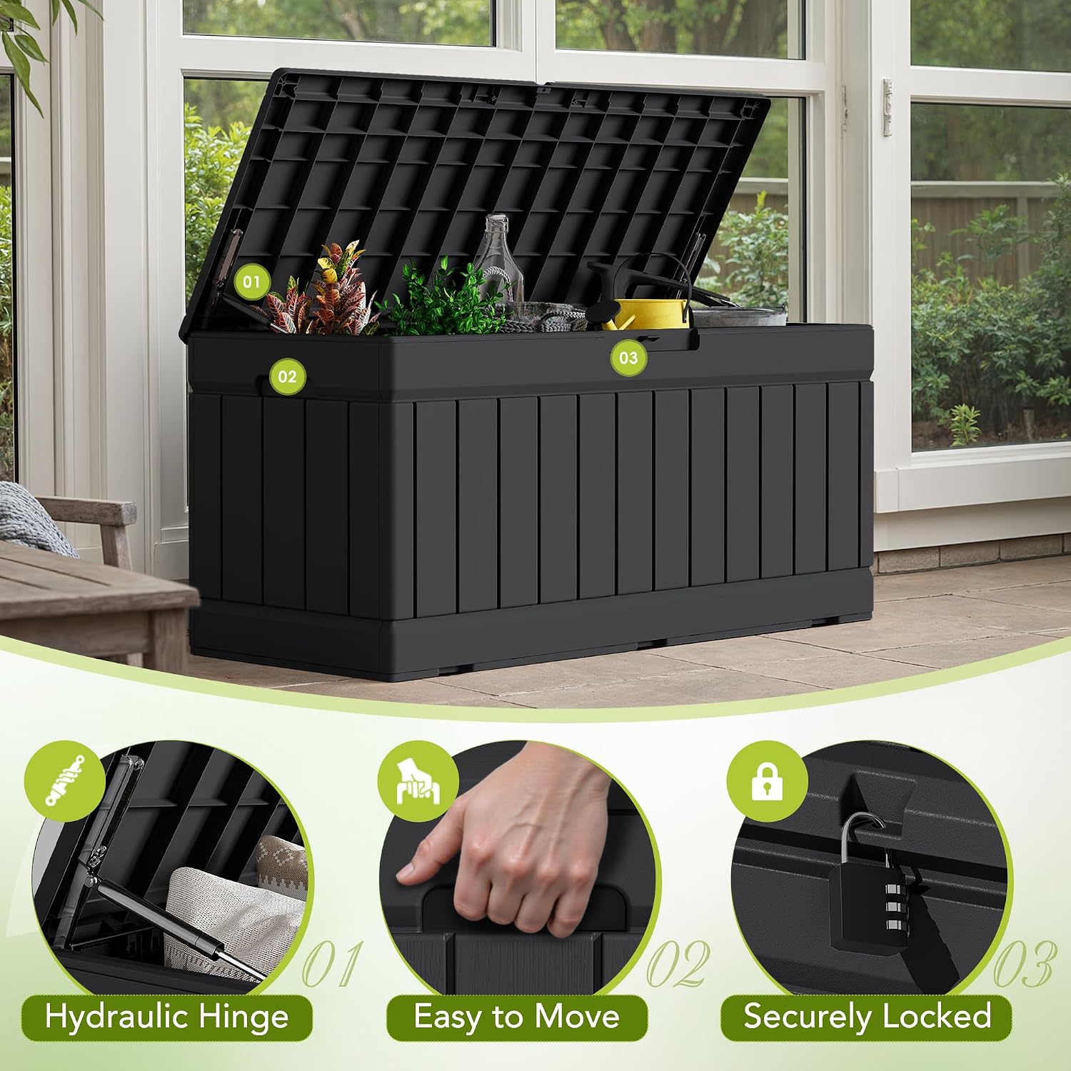 Devoko Black 78 Gallon Resin Deck Box