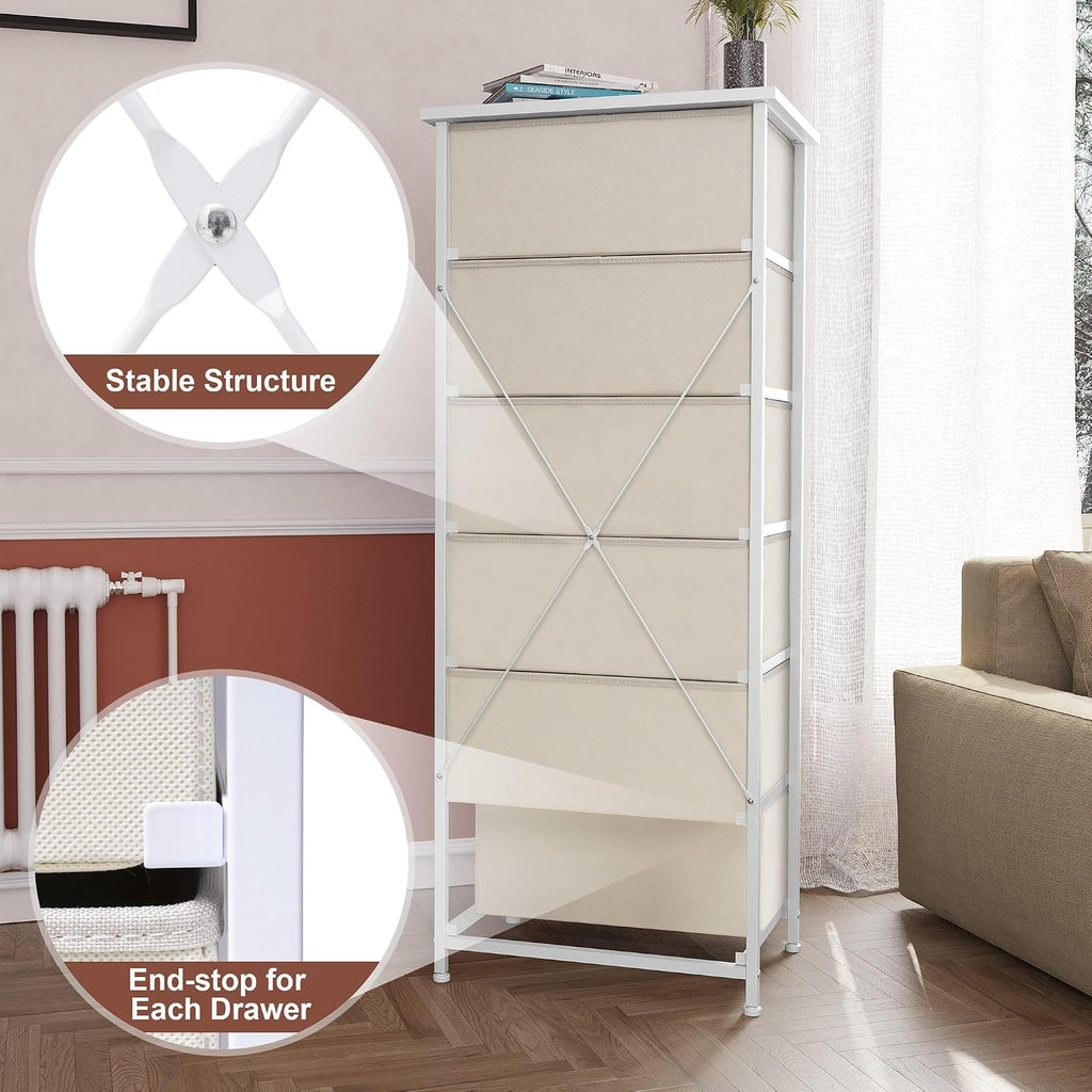 Crestlive Beige 6-Drawer Tall Storage Tower