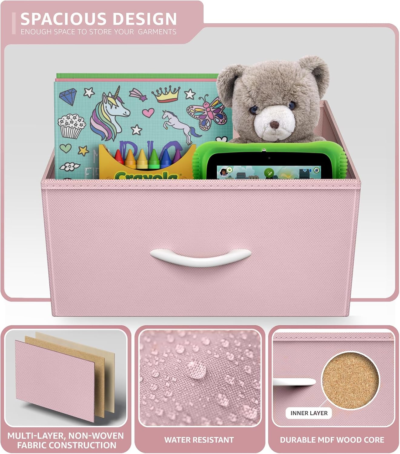 Sorbus Pink 5-Drawer Kids Fabric Dresser