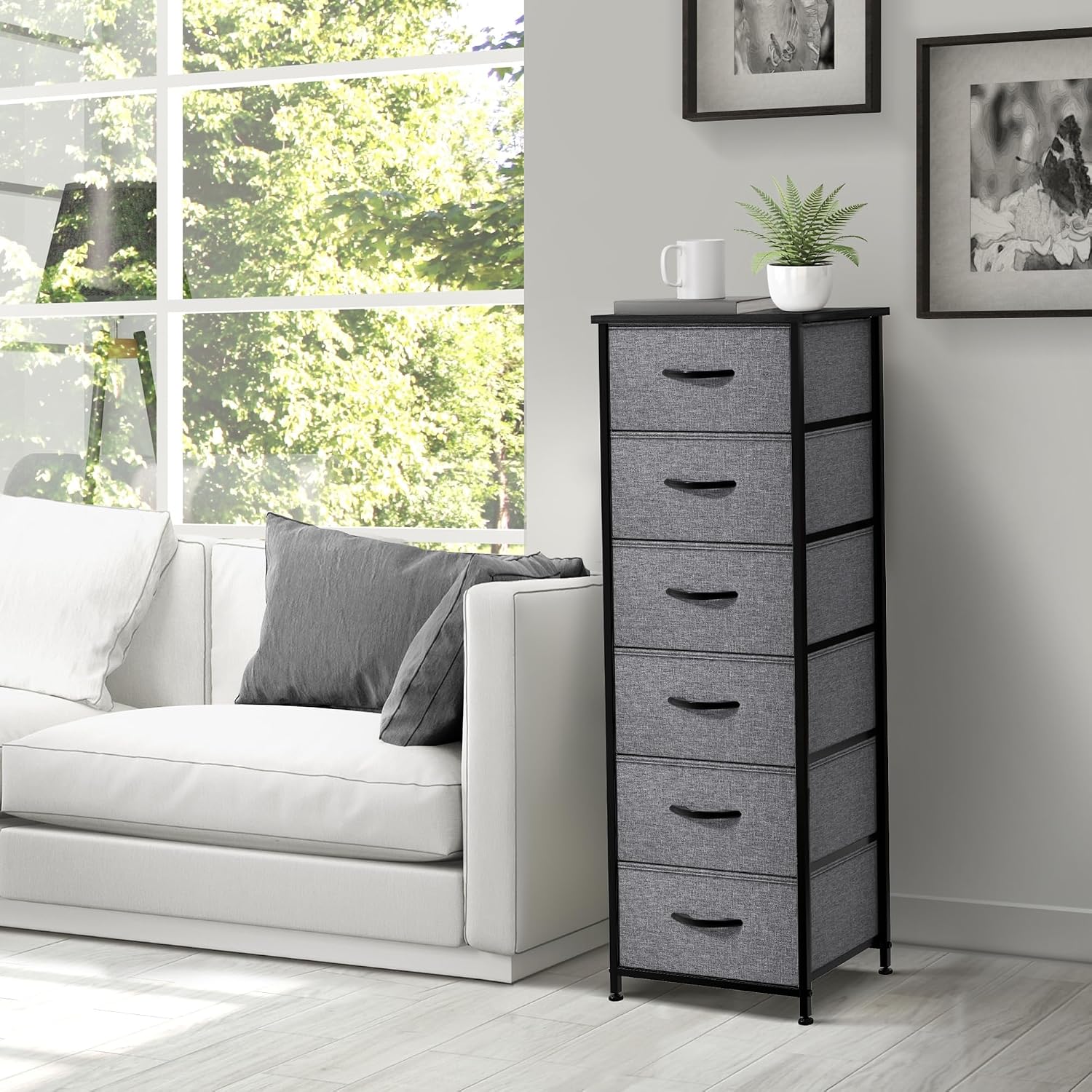 Sorbus Greige 6-Drawer Kids Fabric Dresser